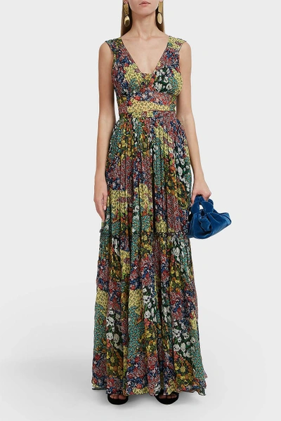 Missoni Tiered Pleated Floral-print Silk-georgette Maxi Dress In Multicoloured