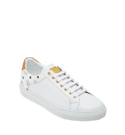 Shop Mcm Men's Low Top Classic Sneakers In Leather In White