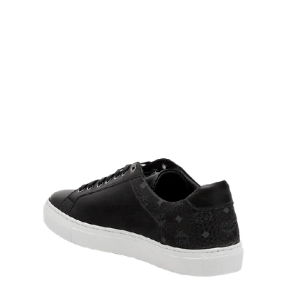 Shop Mcm Men's Low Top Classic Sneakers In Leather In Bk
