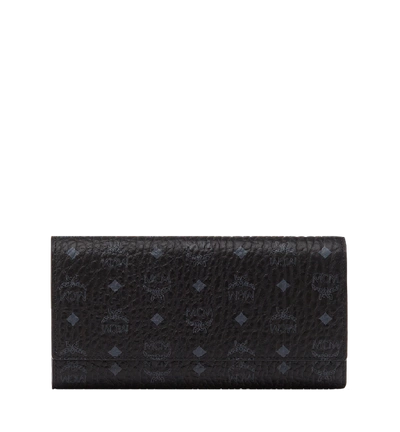 Mcm Original Visetos Coated Canvas Flap Wallet In Black | Black