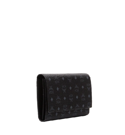 Shop Mcm Three Fold Wallet In Visetos Original In Black | Black
