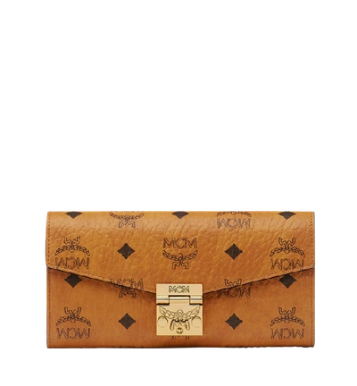 Mcm Tracy Crossbody Wallet In Visetos In Cognac