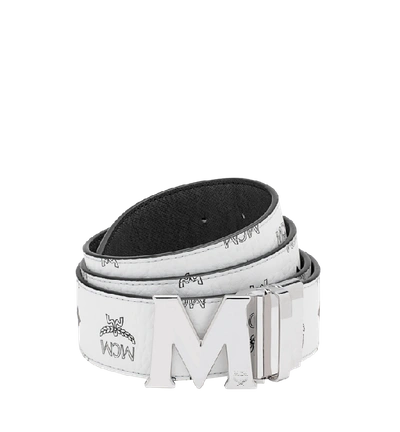 Shop Mcm Claus M Reversible Belt 1.75" In Visetos In White