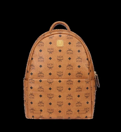 Shop Mcm Trilogie Stark Backpack In Visetos In Cognac