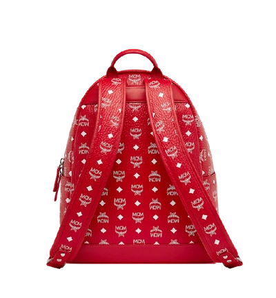Mcm Stark White Logo Backpack In Visetos In Red, ModeSens