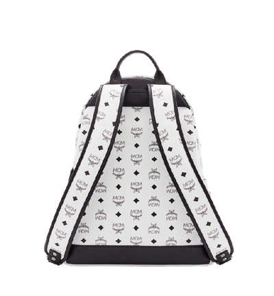 Shop Mcm Stark Side Studs Backpack In Visetos In White | White