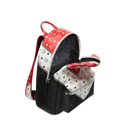 Shop Mcm Stark Chevron Backpack In Visetos Colorblock Leather In Bk
