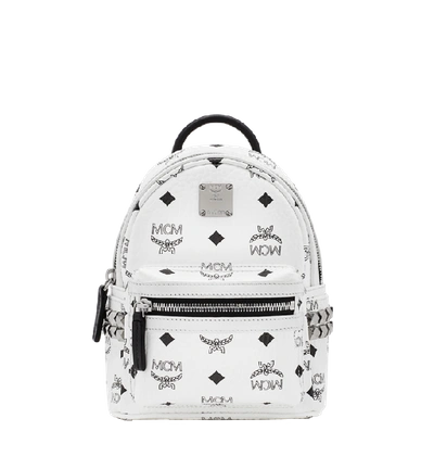 Shop Mcm Stark Bebe Boo Backpack In Visetos In White | White