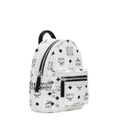 Shop Mcm Stark Bebe Boo Backpack In Visetos In White | White
