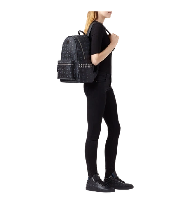 Shop Mcm Stark Side Studs Backpack In Visetos In Black