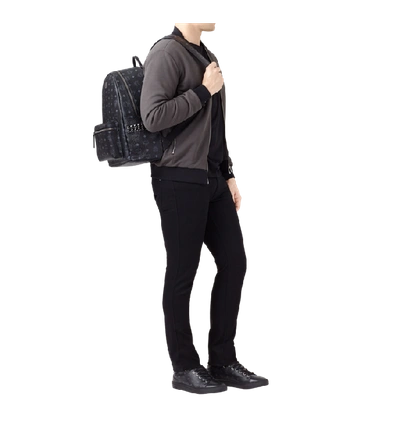 Shop Mcm Stark Side Studs Backpack In Visetos In Black