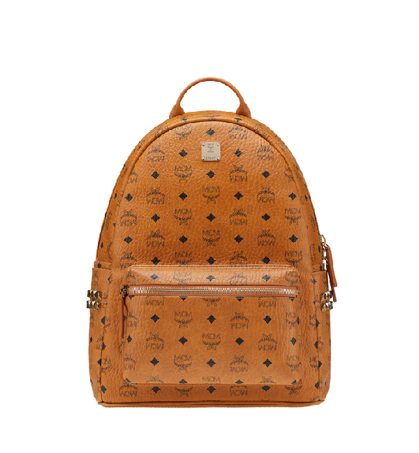 Mcm Medium Stark Visetos Studded Backpack In Cognac | ModeSens