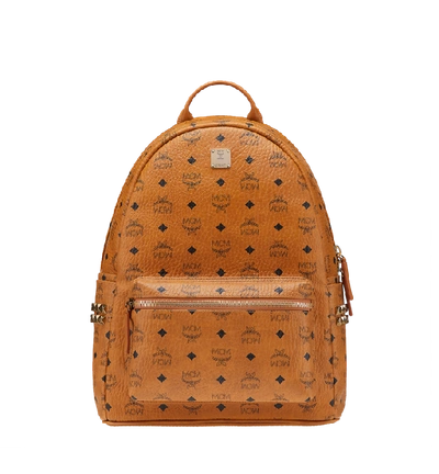 Shop Mcm Stark Side Studs Backpack In Visetos In Cognac