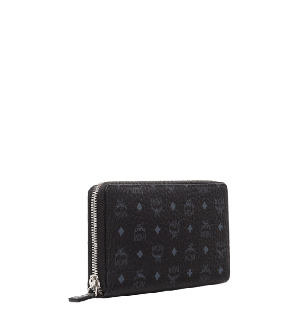 Mcm Women's Large Visetos Original Leather Zip-around Wallet In Black ...