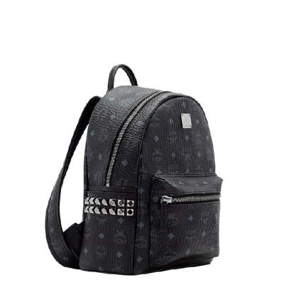 Shop Mcm Stark Side Studs Backpack In Visetos In Black