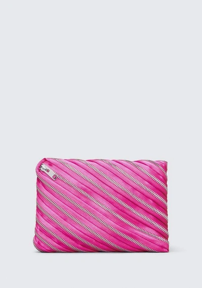 Shop Alexander Wang Unzip Satin Clutch In Pink