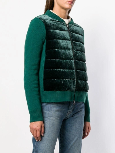 Shop Moncler Velvet Padded Jacket - Green