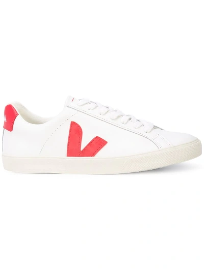 Shop Veja Contrasting Side Logo Sneakers - White