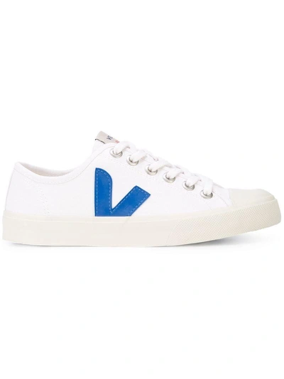 Shop Veja Contrasting Side Logo Sneakers - White