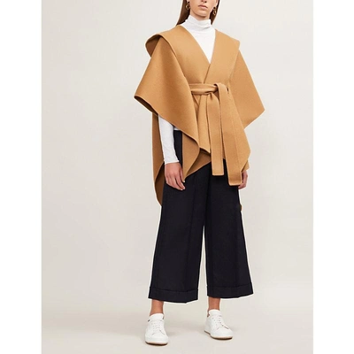 Shop Theory Hooded Wool-cashmere Poncho In Buckweat