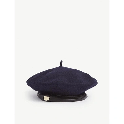 Claudie Pierlot Auguste Wool Military Beret In Navy | ModeSens