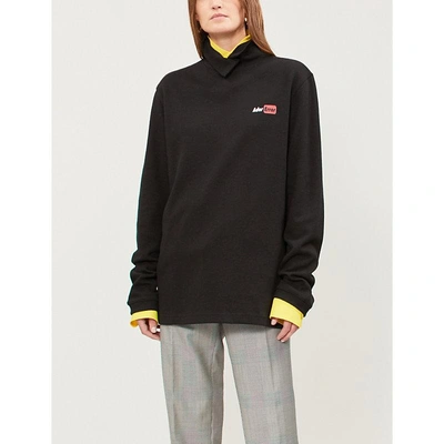 Shop Ader Error High-neck Cotton-jersey Sweatshirt In Black