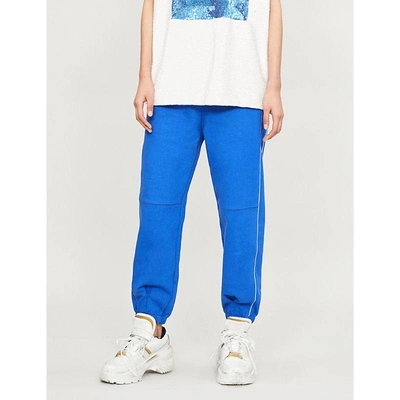 Shop Ader Error Logo-print Cotton-jersey Jogging Bottoms In Blue