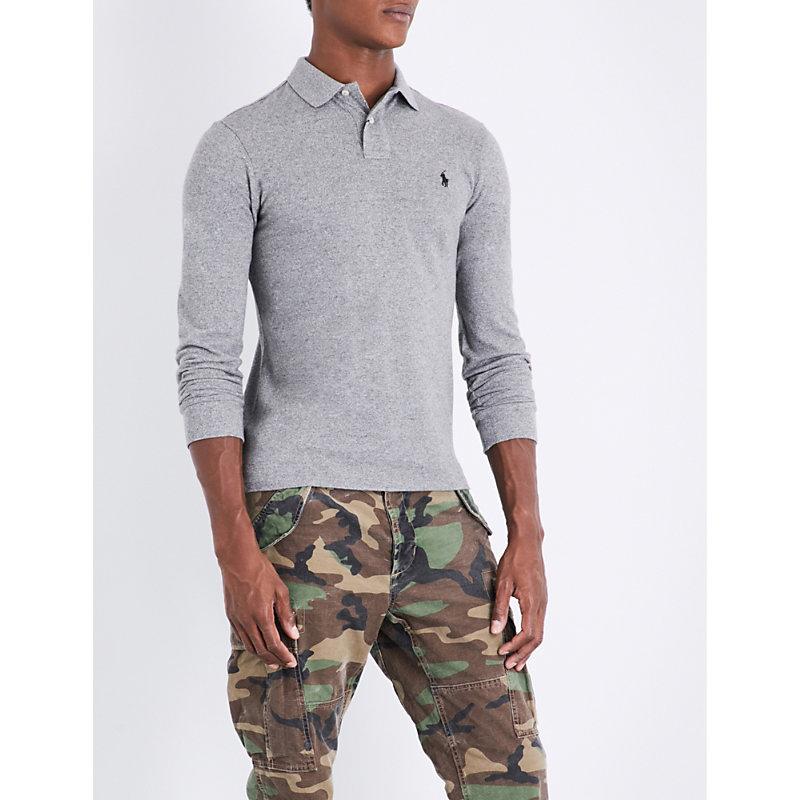 slim fit cotton mesh polo