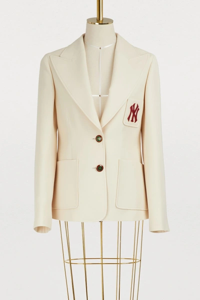 Shop Gucci Ny Wool Blend Jacket In Gardenia