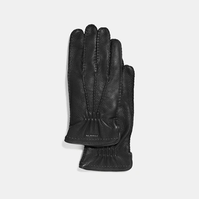 Shop Coach Deerskin Gloves - Men's In Black