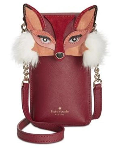 Shop Kate Spade New York Fox-applique Phone Crossbody In Red/gold