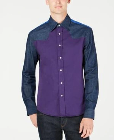 Shop Calvin Klein Jeans Est.1978 Men's Colorblocked Western Shirt In Olivia Rinse
