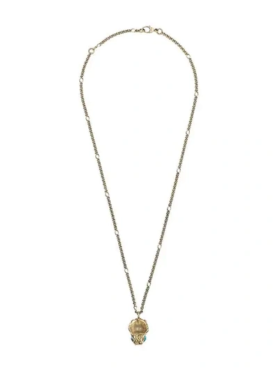 Shop Gucci Lion Head Necklace With Crystal In Metallic
