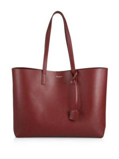 Shop Saint Laurent Large Leather Shopper In Natural