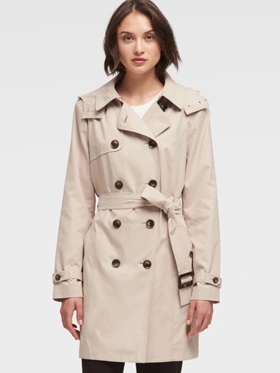 Shop Donna Karan Belted Trench Coat In Champagne