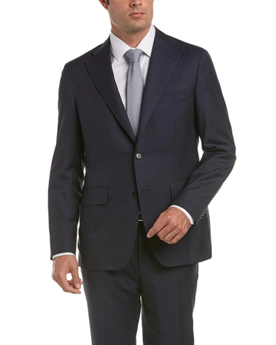 Shop Canali Wool Suit With Flat Pant In Nocolor