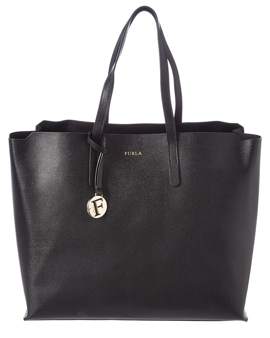 Furla Sally Large Leather Tote In Black 