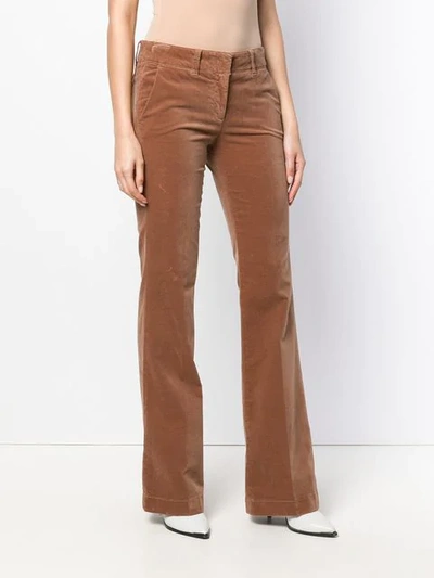Shop Luisa Cerano Velvet Flared Trousers - Brown