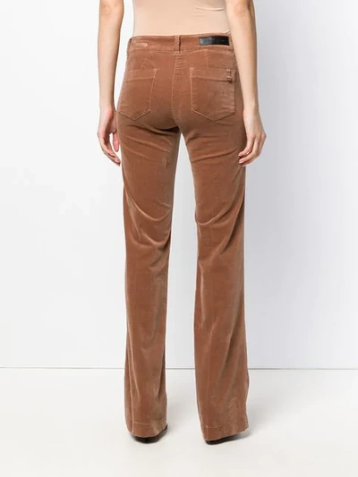 Shop Luisa Cerano Velvet Flared Trousers - Brown