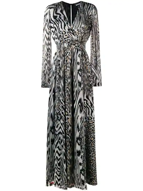 black and white animal print maxi dress