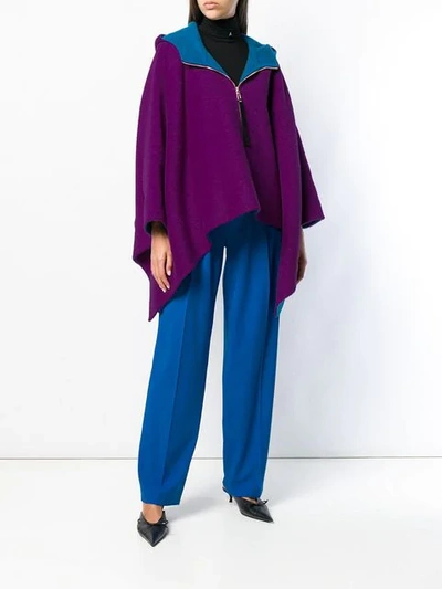 EMILIO PUCCI OVERSIZED HOODED CAPE - 紫色