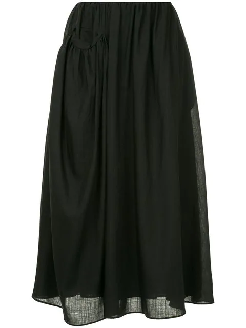 Jil Sander Draped Side Pocket Midi Skirt In Black | ModeSens