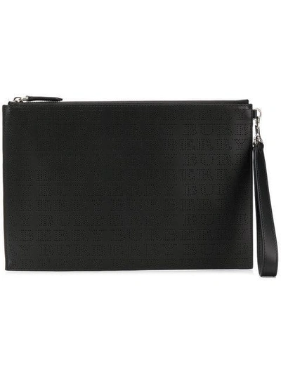 Shop Burberry Perforated Logo Zip Pouch - Black
