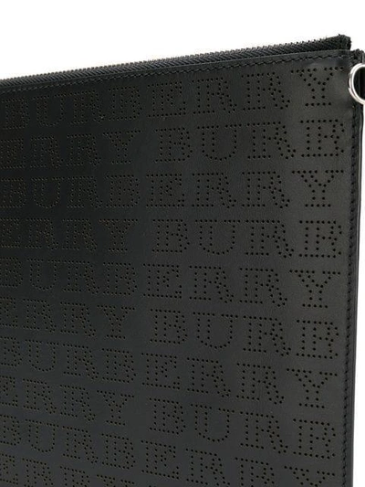 Shop Burberry Perforated Logo Zip Pouch - Black