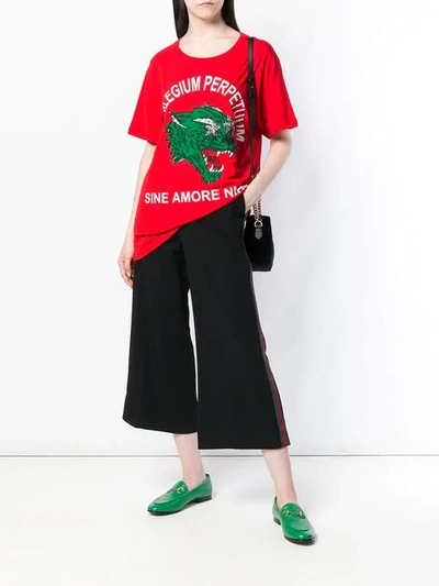 Shop Gucci Wolf Print T In Red