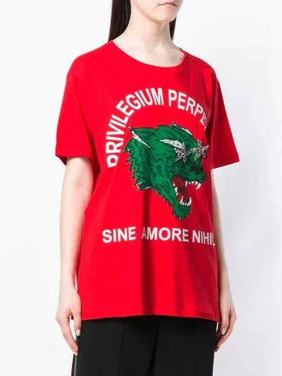 Gucci Wolf Print T In Red | ModeSens