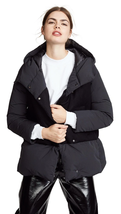 Shop Add Hooded Over Down Jacket In Black