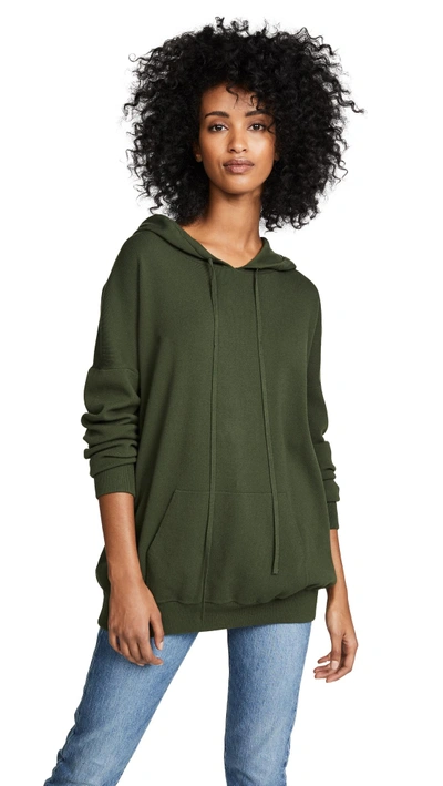 Shop Live The Process Oversized Knit Hoodie In Duffel Bag Green