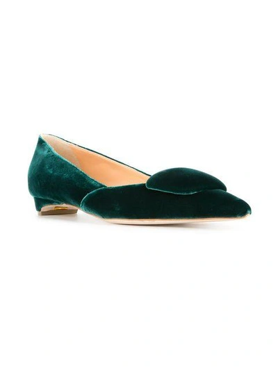 Shop Rupert Sanderson Pointed Toe Ballerinas - Green