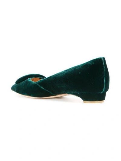 Shop Rupert Sanderson Pointed Toe Ballerinas - Green